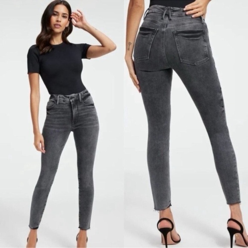 Good American Style GLC844T Good Legs Cropped Jeans Black 215 Women's Size 10 30